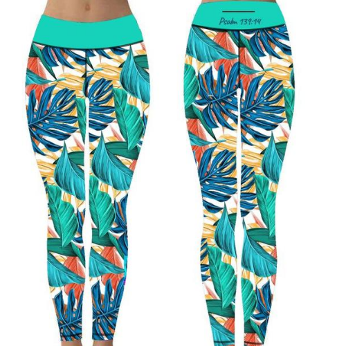 Empowerment Pants by Mellymoo | Tropical Leaves Psalm139:14