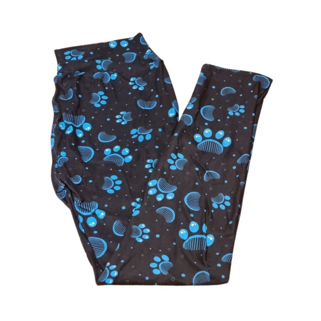 Electric Blue Paws Brushed Polyester Leggings